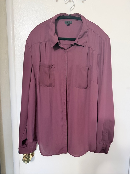 torrid Tops - Torrid Maroon Long Sleeve Button-Up Top